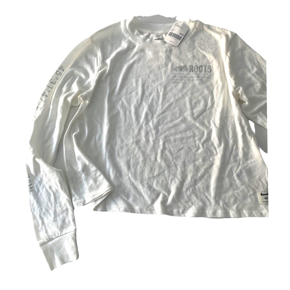 Roots • Long-sleeve T-Shirt • White • Women’s Size Medium • NWT •